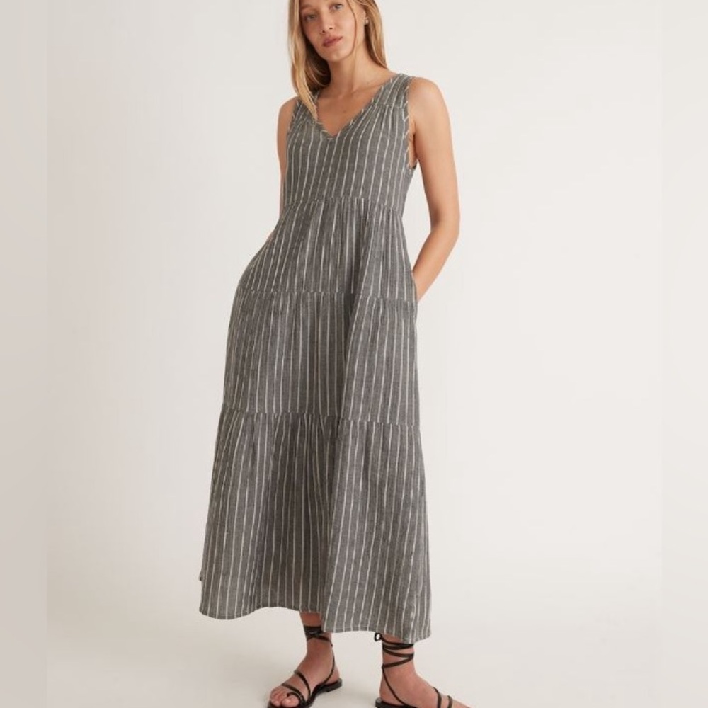 Marine Layer Gray Striped Maxi Dress
